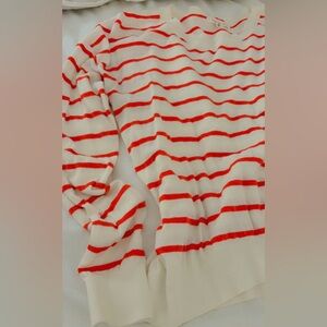 Copper Key Red and White Striped V-Neck Sweater